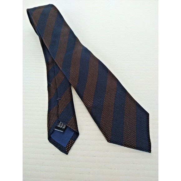 Rare Vintage TOD'S 100% Silk Tie 1980s Necktie Made in Italy blue gold stripe - Picture 2 of 7